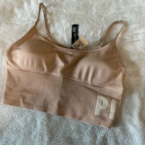 PINK Victoria's Secret Tan Sports Bra with Adjustable Straps